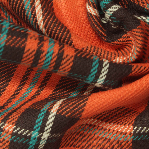 Brown Bold-Plaid Knit, Cotton