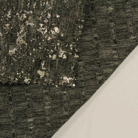 Silver Abstract Rib Knit, Viscose-Poly