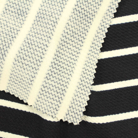 Black Horizontal-Stripe Knit, Polyester, 233 gsm