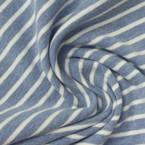 Light Blue Stripes Rib Knit, Poly-Cotton