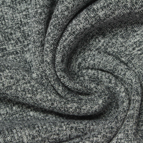 Black Marl Rib Knit, Cotton-Poly, 420 gsm