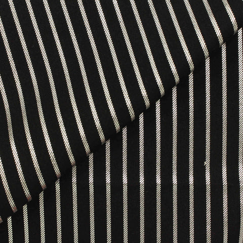 Silver Vertical-Stripe Satin, Poly-Viscose