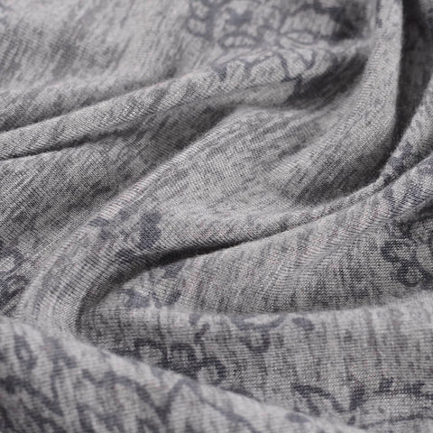 Grey Tone-on-Tone Floral Jersey Knit, Viscose