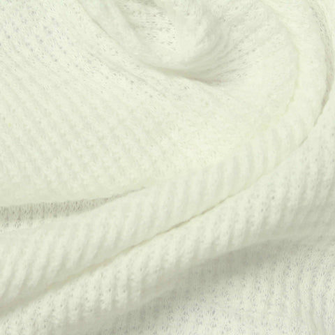 Slub 100% Cotton Waffle Knit Fabric, 155 gsm, 145 cm — White