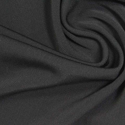 Polyester Stretch Interlock Knit Fabric, 290 gsm, 155 cm — Black