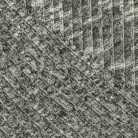 Black Heathered-Marl Rib Knit, Viscose-Poly, 185 gsm, 153 cm
