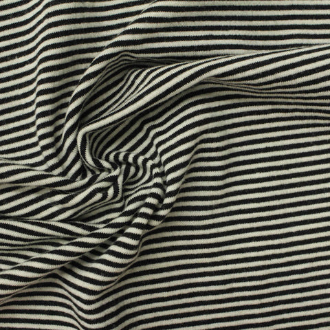 Black Horizontal-Stripe Knit, Viscose-Poly, 275 gsm
