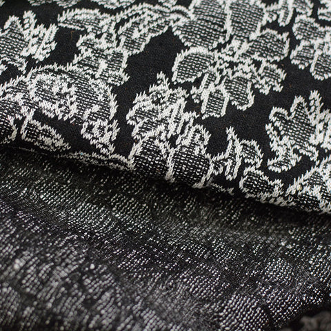 Black Floral Jacquard, Poly-Cotton, 534 gsm