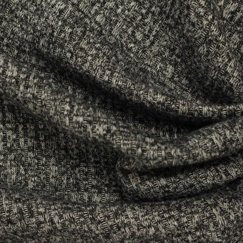 Light Grey Heathered-Marl Rib Knit, Poly-Viscose, 326 gsm