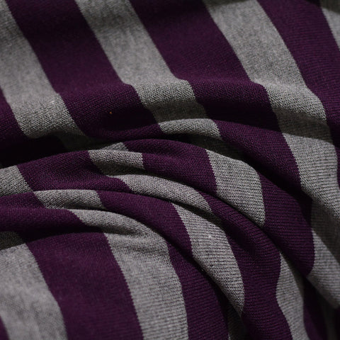 Dark Purple Stripe Chunky Knit, Poly-Viscose