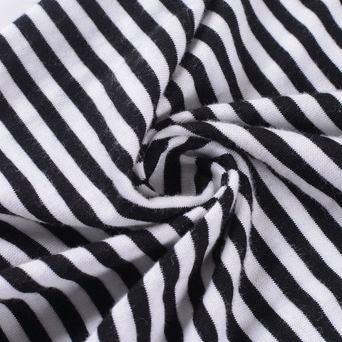 Black Horizontal-Stripe Jersey Knit, Cotton-Modal, 170 gsm