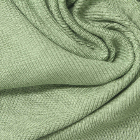 Light Green Marl Rib Knit, Viscose