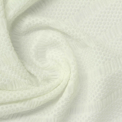 Cream Textured-Dot Jersey Knit, Nylon