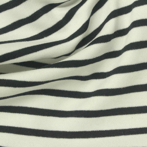 Dark Grey Horizontal-Stripe Scuba Knit, Poly-Cotton