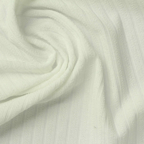 White Textured-Stripe Rib Knit, Spandex
