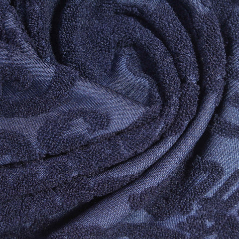 Navy Floral Jacquard, Polyester, 300 gsm