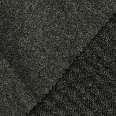 Dark Grey Heather Rib Knit, Poly-Viscose, 230 gsm