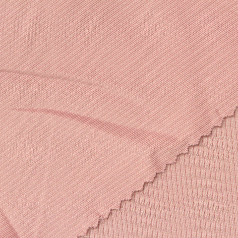 Polyester Viscose Stretch Rib Knit Fabric, 240 gsm, 160 cm — Pink