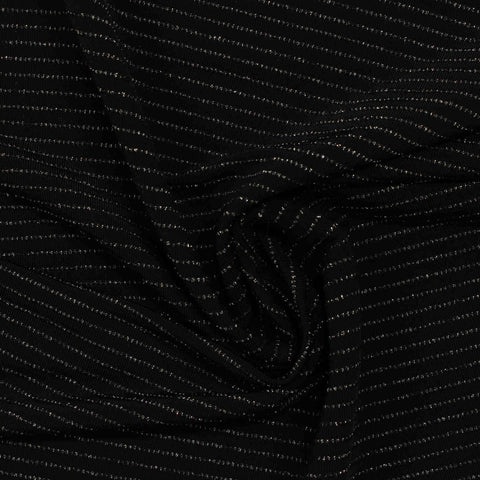 Silver Horizontal-Stripe Jersey Knit, Nylon-Metallic