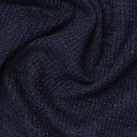 Dark Blue Heather Waffle Knit, Poly-Cotton