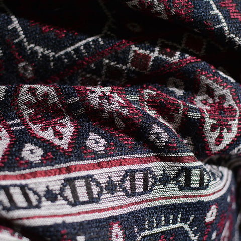 Dark Blue Floral Jacquard, Polyester, 386 gsm