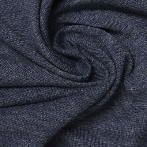 Heathered Blue Marl Jersey Knit, Poly-Cotton, 145 gsm