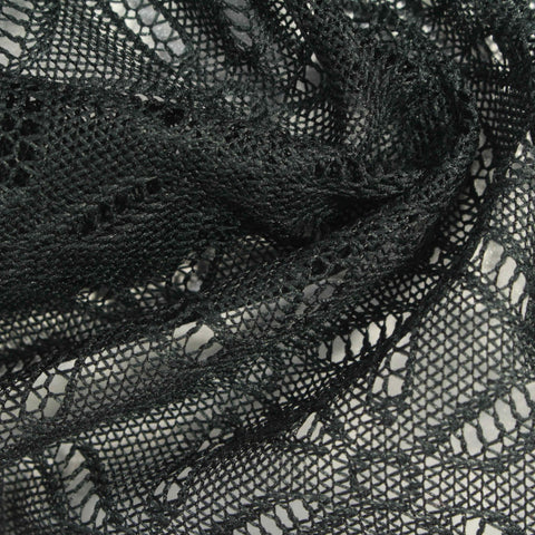 Black Geometric Lace, Polyester, 100 gsm