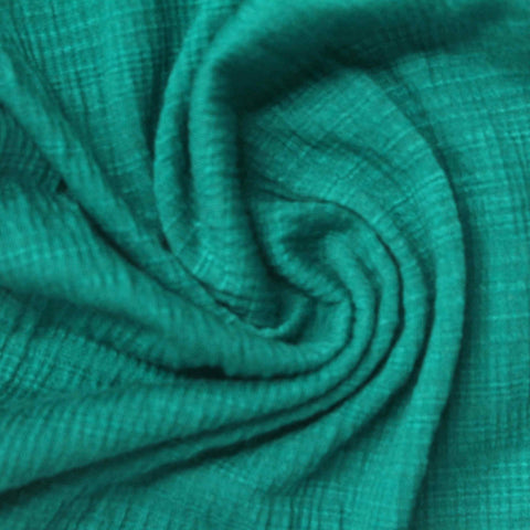 Slub Polyester Viscose Stretch Crepe Fabric, 200 gsm — Green