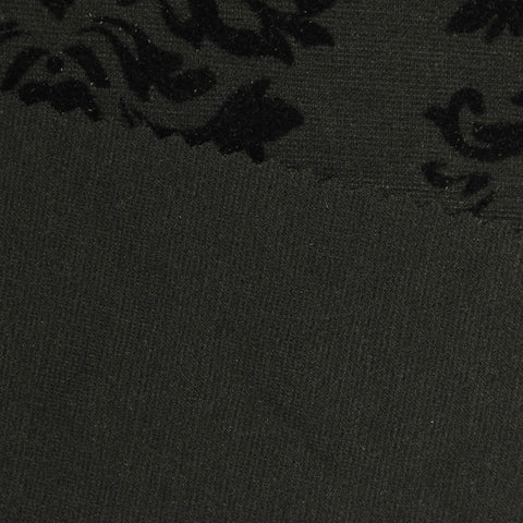 Jacquard Flocked Polyester Viscose Ponte Knit Fabric, 325 gsm, 170 cm — Black