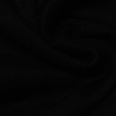 100% Cotton Rib Knit Fabric, 282 gsm, 23 cm — Black