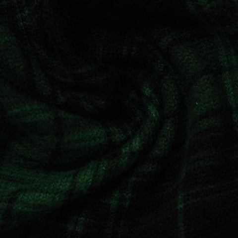 Dark Green Plaid Chunky Knit, Polyester