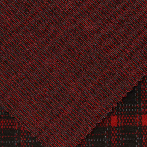 Red Plaid Interlock Knit, Polyester, 378 gsm