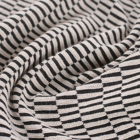Black Geometric Jersey Knit, Viscose-Poly, 355 gsm