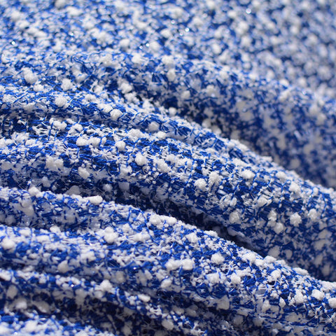 White Textured Chunky Knit, Metallic-Poly
