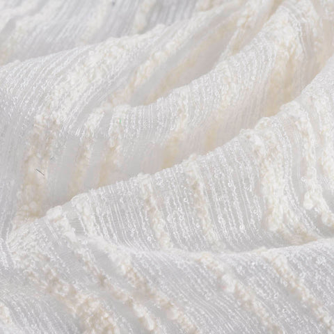 White Horizontal-Stripe Jacquard, Acrylic-Nylon