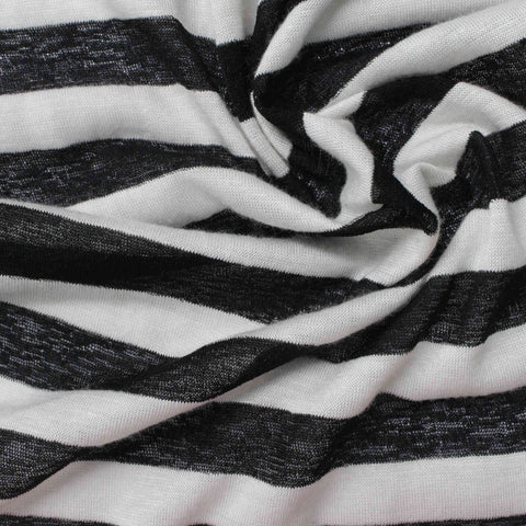 Black Diagonal-Stripe Jersey Knit, 100 gsm