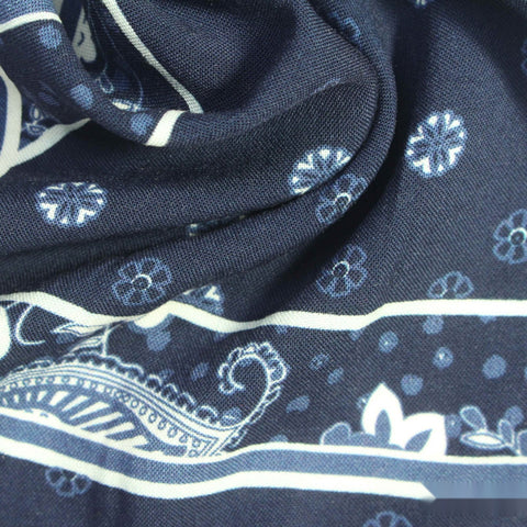 Navy Flowers Poplin, Cotton