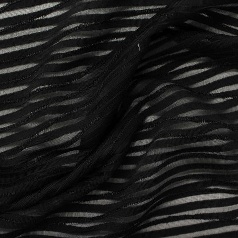 Black Horizontal-Stripe Jacquard, Polyester, 150 gsm