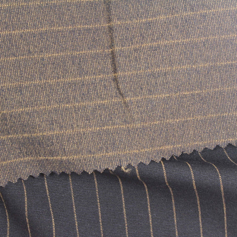 Dark Blue Stripe Ponte Knit, Viscose-Nylon