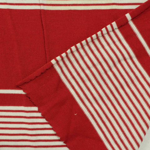 Red Horizontal-Stripe Jersey Knit, Cotton-Modal, 172 gsm