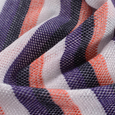 White Vertical-Stripe Chunky Knit, Poly-Acrylic