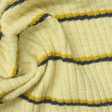 Yellow Horizontal-Stripe Rib Knit, Cotton-Poly — photo 3