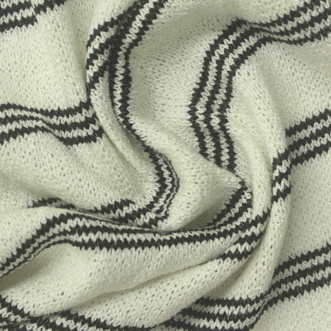 Dark Grey Horizontal-Stripe Chunky Knit, Viscose-Poly