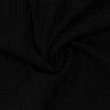 Polyester Stretch Rib Knit Fabric, 230 gsm, 140 cm — Black — photo 3