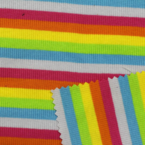 Multicolor Horizontal-Stripe Rib Knit, Poly-Cotton