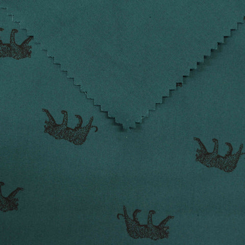 Green Leopard Poplin, Cotton