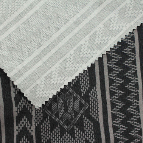 Black Geometric-Diamond Bengaline, Viscose-Nylon