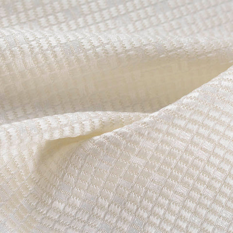Plaid Polyester Metallic Woven Fabric, 194 gsm, 145 cm — White