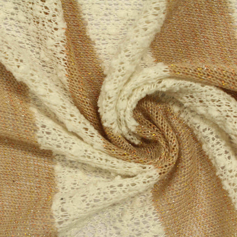 Cream Stripe Chunky Knit, Poly-Viscose