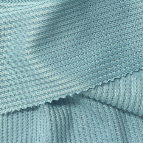 Polyester Stretch Rib Knit Fabric, 180 gsm, 163 cm — Blue